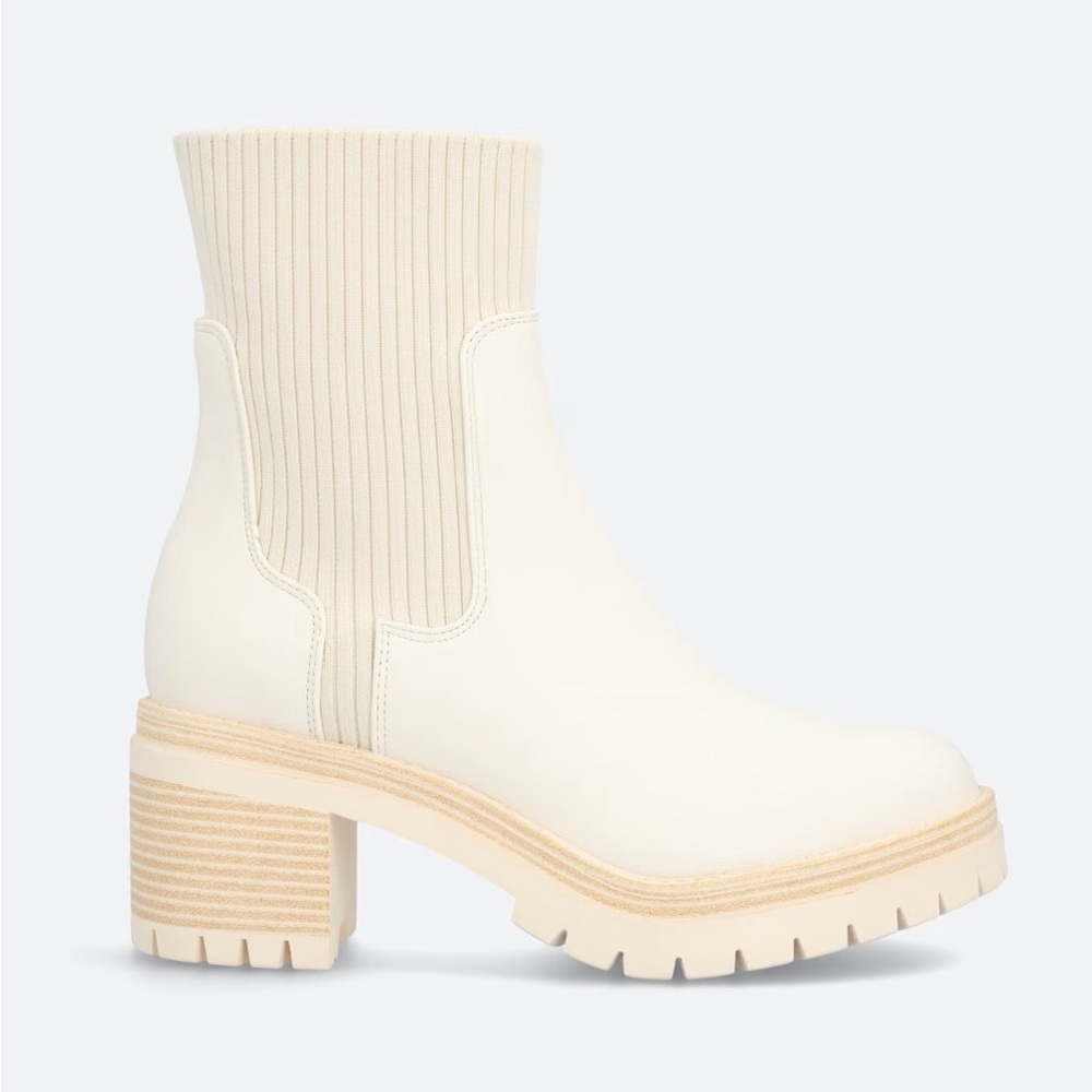 MIA Cream Heeled Ankle Boots